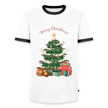 Joyeux Noël X-Mas Christmas tree - T-shirt contrasté Homme - blanc/noir - Devant - AI Model Female 172 light (172cm) & AI Model Male 178 dark (178cm)