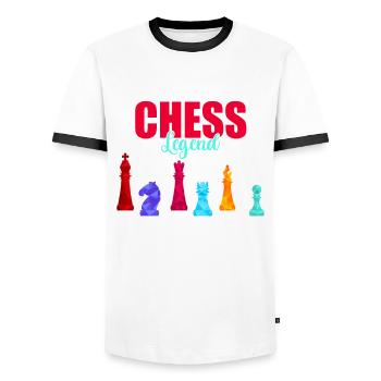 Schach Checkmate Tshirt Schachmatt Schachspieler - Männer Kontrast-T-Shirt - Weiß/Schwarz - Vorne - AI Model Female 172 light (172cm) & AI Model Male 178 dark (178cm)