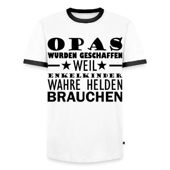 Opas weil Enkelkinder Wahre Helden Brauchen - Männer Kontrast-T-Shirt - Weiß/Schwarz - Vorne - AI Model Female 172 light (172cm) & AI Model Male 178 dark (178cm)