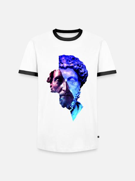 Stoicyzm Marcus Aurelius Purple Uniwersum Artwork - Koszulka męska z kontrastowymi wstawkami - biały/czarny