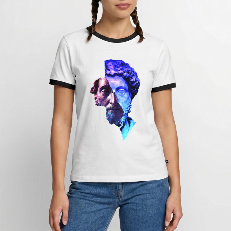 Stoïcisme Marc aurèle Univers violet Artwork T-shirt contrasté Homme