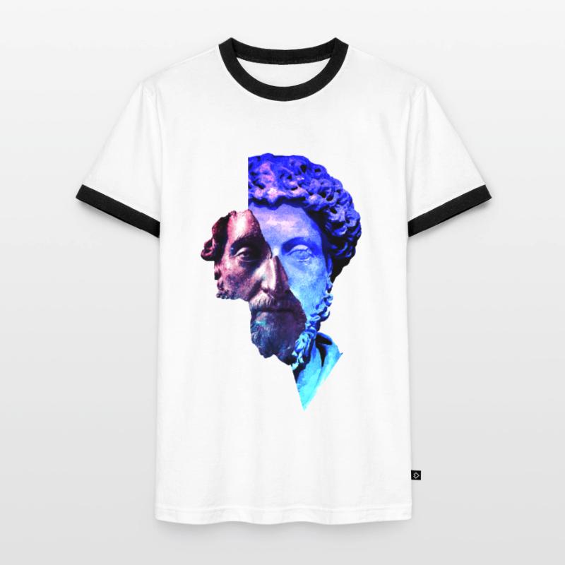 Stoïcisme Marc aurèle Univers violet Artwork T-shirt contrasté Homme