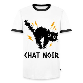 Chat Noir - T-shirt contrasté Homme - blanc/noir - Devant - AI Model Female 172 light (172cm) & AI Model Male 178 dark (178cm)