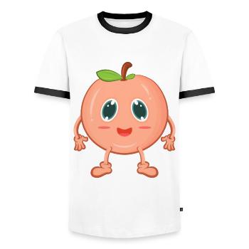 Peach comic - Men's Ringer Shirt - white/black - Front - AI Model Female 172 light (172cm) & AI Model Male 178 dark (178cm)