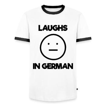 Lachen Meme Deutschland Deutsch Emoticon Geschenk - Männer Kontrast-T-Shirt - Weiß/Schwarz - Vorne - AI Model Female 172 light (172cm) & AI Model Male 178 dark (178cm)