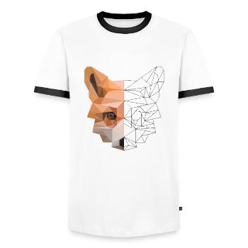 Polygone de renard - renard roux renards nature - T-shirt contrasté Homme - blanc/noir - Devant - AI Model Female 172 light (172cm) & AI Model Male 178 dark (178cm)
