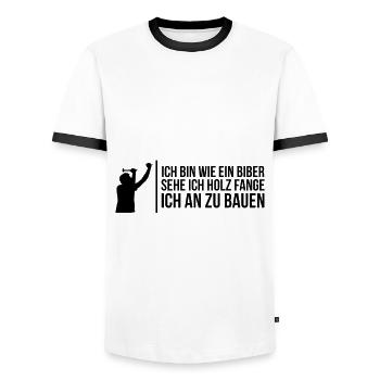 Spruch Zimmermann - Männer Kontrast-T-Shirt - Weiß/Schwarz - Vorne - AI Model Female 172 light (172cm) & AI Model Male 178 dark (178cm)