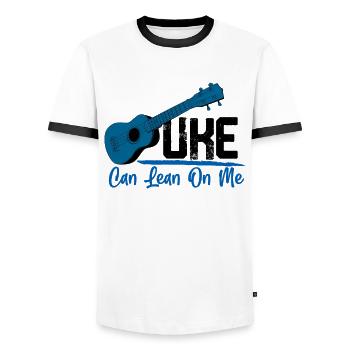 Uke Can Lean On Me Ukulele Player Hawaiian Musicia - T-shirt contrasté Homme - blanc/noir - Devant - AI Model Female 172 light (172cm) & AI Model Male 178 dark (178cm)