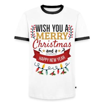 Weihnachten Weihnachten Weihnachten Weihnachten Weihnachten - Männer Kontrast-T-Shirt - Weiß/Schwarz - Vorne - AI Model Female 172 light (172cm) & AI Model Male 178 dark (178cm)