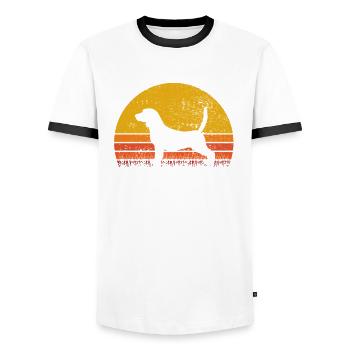 Beagle Sunset Retro Dog Owner Animal Gift - Men's Ringer Shirt - white/black - Front - AI Model Female 172 light (172cm) & AI Model Male 178 dark (178cm)