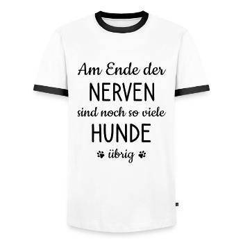 Am Ende Nerven so Viele Hunde Hund Herrchen Stress - Männer Kontrast-T-Shirt - Weiß/Schwarz - Vorne - AI Model Female 172 light (172cm) & AI Model Male 178 dark (178cm)