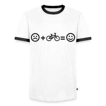 Radfahren Glück Radfahren Fahrrad Radfahrer - Männer Kontrast-T-Shirt - Weiß/Schwarz - Vorne - AI Model Female 172 light (172cm) & AI Model Male 178 dark (178cm)
