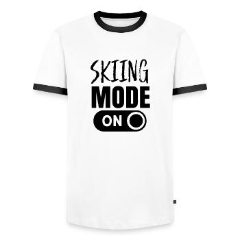 Ski mode Ski aux skieurs - T-shirt contrasté Homme - blanc/noir - Devant - AI Model Female 172 light (172cm) & AI Model Male 178 dark (178cm)