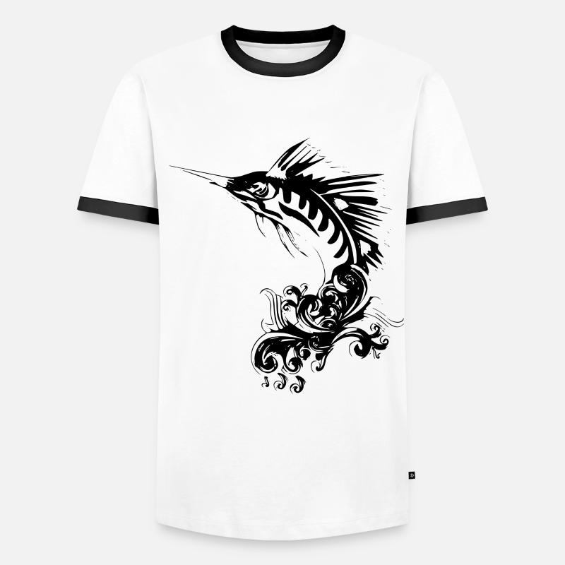Fächerfisch - Männer Kontrast-T-Shirt - Weiß/Schwarz