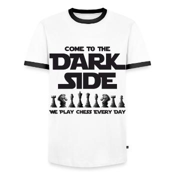 Chess Dark Side Chess Player Checkmate - Men's Ringer Shirt - white/black - Front - AI Model Female 172 light (172cm) & AI Model Male 178 dark (178cm)