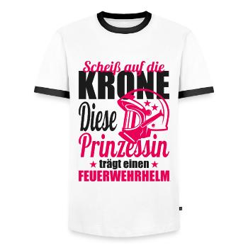 Feuerwehr freiwillige Feuerwehr Feuerwehrmann Frau - Männer Kontrast-T-Shirt - Weiß/Schwarz - Vorne - AI Model Female 172 light (172cm) & AI Model Male 178 dark (178cm)