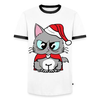 Tee-shirt chats rigolos chat mignon noël - T-shirt contrasté Homme - blanc/noir - Devant - AI Model Female 172 light (172cm) & AI Model Male 178 dark (178cm)