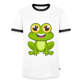 Frosch - Männer Kontrast-T-Shirt - Weiß/Schwarz - Vorne - AI Model Female 172 light (172cm) & AI Model Male 178 dark (178cm)