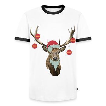 Chemise de Noël cerf meilleur cadeau fan de cerf - T-shirt contrasté Homme - blanc/noir - Devant - AI Model Female 172 light (172cm) & AI Model Male 178 dark (178cm)