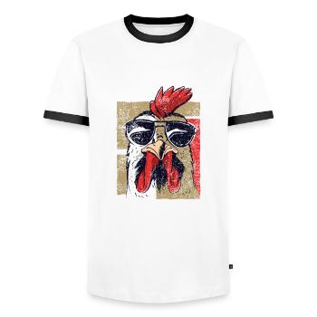 Chicken Daddy-lustiges Design für den Hahn im Korb - Männer Kontrast-T-Shirt - Weiß/Schwarz - Vorne - AI Model Female 172 light (172cm) & AI Model Male 178 dark (178cm)