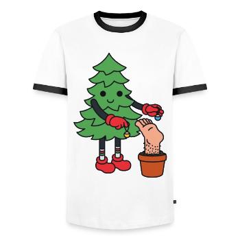 Christmas tree funny Christmas funny fir tree - Men's Ringer Shirt - white/black - Front - AI Model Female 172 light (172cm) & AI Model Male 178 dark (178cm)