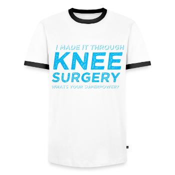 Neues Knie Knieoperation - Männer Kontrast-T-Shirt - Weiß/Schwarz - Vorne - AI Model Female 172 light (172cm) & AI Model Male 178 dark (178cm)
