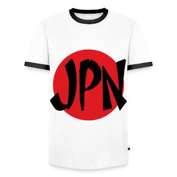 Culture and Tradition Japan - Men's Ringer Shirt - white/black - Front - AI Model Female 172 light (172cm) & AI Model Male 178 dark (178cm)