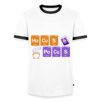 Periodensystem hocus pocus Magie Chemiker Lehrer - Männer Kontrast-T-Shirt - Weiß/Schwarz - Vorne - AI Model Female 172 light (172cm) & AI Model Male 178 dark (178cm)