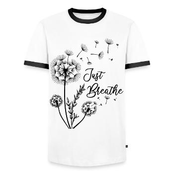Just Pusteblume Breathe Löwenzahn Sommer Frühling - Männer Kontrast-T-Shirt - Weiß/Schwarz - Vorne - AI Model Female 172 light (172cm) & AI Model Male 178 dark (178cm)