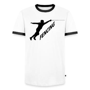 Fechten Fencing Fechter - Männer Kontrast-T-Shirt - Weiß/Schwarz - Vorne - AI Model Female 172 light (172cm) & AI Model Male 178 dark (178cm)