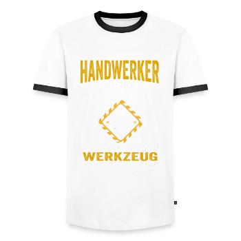 Handwerker Baustelle Werkstatt Bauarbeiter Geschen - Männer Kontrast-T-Shirt - Weiß/Schwarz - Vorne - AI Model Female 172 light (172cm) & AI Model Male 178 dark (178cm)