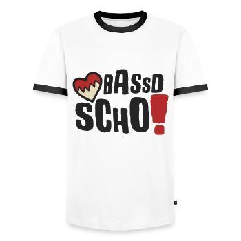 Bassd scho Franken fränkisch fränggisch Geschenk - Männer Kontrast-T-Shirt - Weiß/Schwarz - Vorne - AI Model Female 172 light (172cm) & AI Model Male 178 dark (178cm)