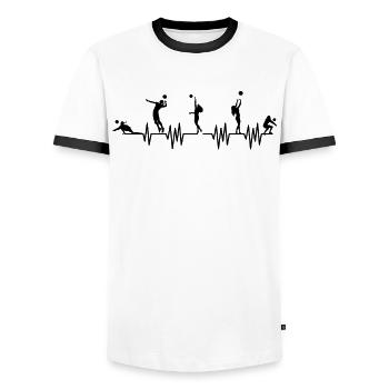 Volleyball player heartbeat volleyball player volley - Men's Ringer Shirt - white/black - Front - AI Model Female 172 light (172cm) & AI Model Male 178 dark (178cm)