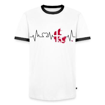 Le rythme cardiaque du Danemark - T-shirt contrasté Homme - blanc/noir - Devant - AI Model Female 172 light (172cm) & AI Model Male 178 dark (178cm)