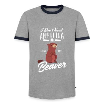 Cadeau de castor des bois Castoridae - T-shirt contrasté Homme - gris/marine  - Devant - AI Model Female 172 light (172cm) & AI Model Male 178 light (178cm)