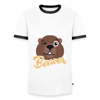 Waldarbeiter Otter Biber Geschenk - Männer Kontrast-T-Shirt - Weiß/Schwarz - Vorne - AI Model Female 172 light (172cm) & AI Model Male 178 dark (178cm)