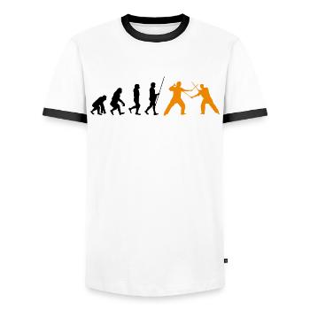 Escrima Filipino Arts Martiaux Arts Martiaux - T-shirt contrasté Homme - blanc/noir - Devant - AI Model Female 172 light (172cm) & AI Model Male 178 dark (178cm)