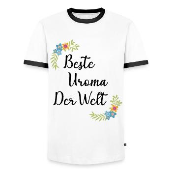 Beste Uroma der ganzen Welt Geschenk floral Uroma - Männer Kontrast-T-Shirt - Weiß/Schwarz - Vorne - AI Model Female 172 light (172cm) & AI Model Male 178 dark (178cm)