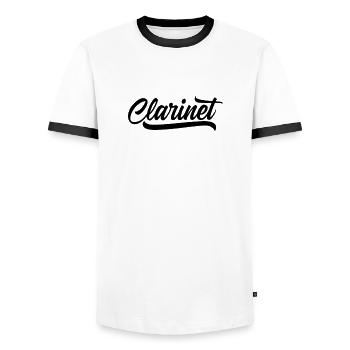 Clarinet clarinetist clarinet instrument - Men's Ringer Shirt - white/black - Front - AI Model Female 172 light (172cm) & AI Model Male 178 dark (178cm)