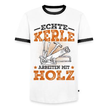 Tischler - Männer Kontrast-T-Shirt - Weiß/Schwarz - Vorne - AI Model Female 172 light (172cm) & AI Model Male 178 dark (178cm)