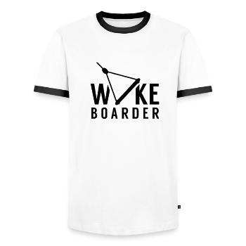 Wakeboarder Wakeboard Wakeboarden Wake - Männer Kontrast-T-Shirt - Weiß/Schwarz - Vorne - AI Model Female 172 light (172cm) & AI Model Male 178 dark (178cm)