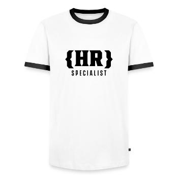 HR SPecialist Human Resources HR specialist - Men's Ringer Shirt - white/black - Front - AI Model Female 172 light (172cm) & AI Model Male 178 dark (178cm)