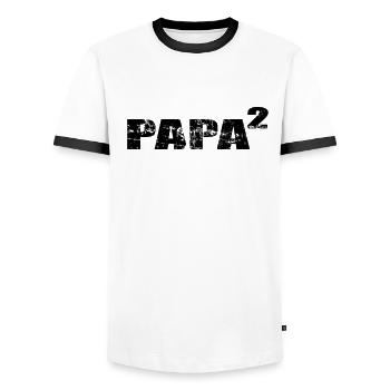 Dad to be raised 2 twins 2 daughters 2 sons - Men's Ringer Shirt - white/black - Front - AI Model Female 172 light (172cm) & AI Model Male 178 dark (178cm)