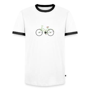 Vélo VTT Idée cadeau vélo de route VTT - T-shirt contrasté Homme - blanc/noir - Devant - AI Model Female 172 light (172cm) & AI Model Male 178 dark (178cm)