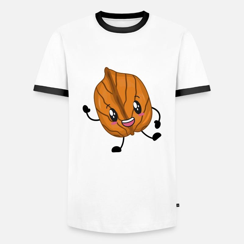 walnut - Men's Ringer Shirt - white/black