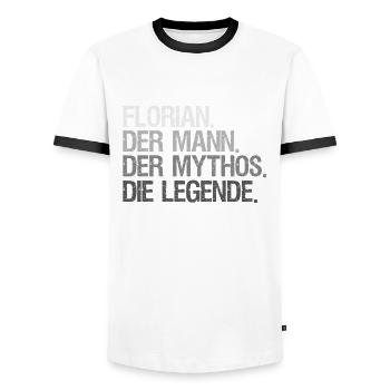 Florian Mann Mythos Legende - Männer Kontrast-T-Shirt - Weiß/Schwarz - Vorne - AI Model Female 172 light (172cm) & AI Model Male 178 dark (178cm)