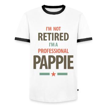 I'm Not Retired I'm a Professional Pappie Gift - Men's Ringer Shirt - white/black - Front - AI Model Female 172 light (172cm) & AI Model Male 178 dark (178cm)