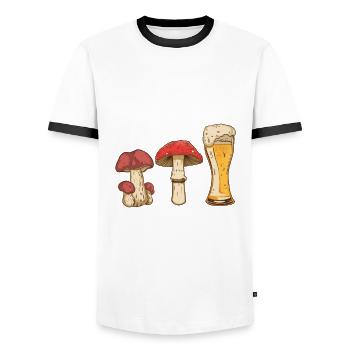 Pils Bier Kleine Pilzkunde Pilze sammeln - Männer Kontrast-T-Shirt - Weiß/Schwarz - Vorne - AI Model Female 172 light (172cm) & AI Model Male 178 dark (178cm)