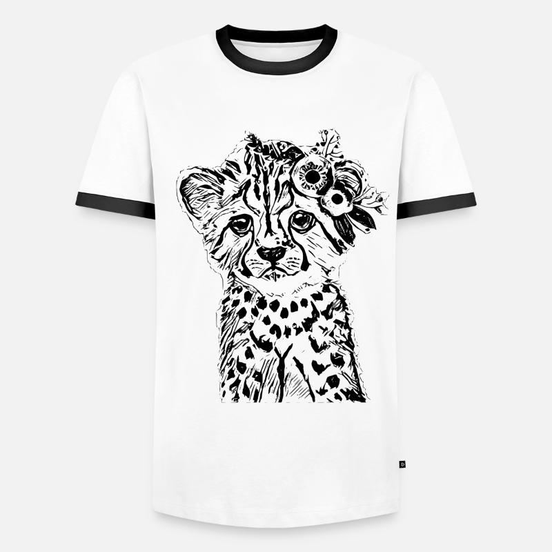 Gepard - Männer Kontrast-T-Shirt - Weiß/Schwarz