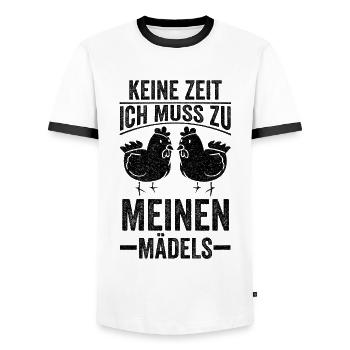 Hühner Hühnerbesitzer Henne Hahn Bauer Geschenk - Männer Kontrast-T-Shirt - Weiß/Schwarz - Vorne - AI Model Female 172 light (172cm) & AI Model Male 178 dark (178cm)